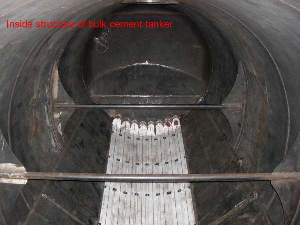 inside structure of bulk cement trailer