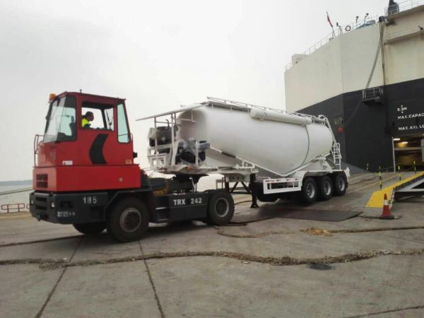 bulk cement trailer load by roro ship 
